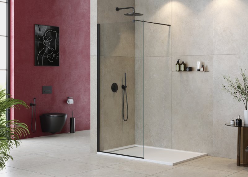 LIBERTA-L-1-25-GR-NERO Душевая перегородка, стекло графит, профиль чёрный, 246x1950 мм LIBERTA-L-1-25-GR-NERO Душевая перегородка, стекло графит, профиль чёрный, 246x1950 мм