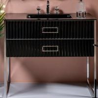 Тумба MONACO 80см h84см черный глянец + хром под раковину моноблок 866-080-BCR Boheme