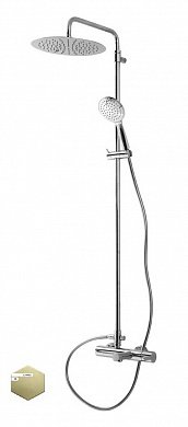 LEAF-CVDA-30-L-SR Душевая стойка телескопическая, с изливом с верхним и ручным душем, верхний душ диаметр 230 мм АБС пластик, исполнение Sunrise LEAF-CVDA-30-L-SR Душевая стойка телескопическая, с изливом с верхним и ручным душем, верхний душ диаметр 230 мм АБС пластик, исполнение Sunrise