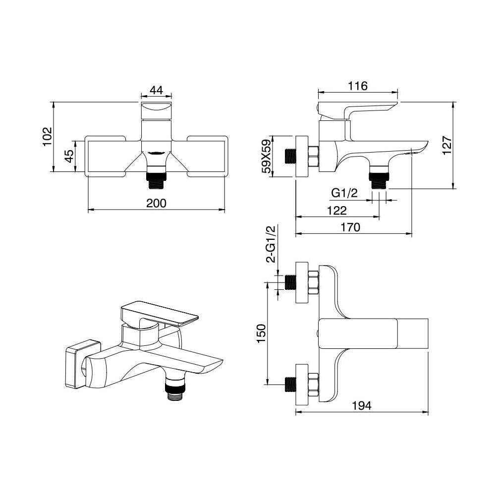 Смеситель для ванны с душем Allen Brau Infinity 5.21006-00 хром Смеситель для ванны с душем Allen Brau Infinity 5.21006-00 хром