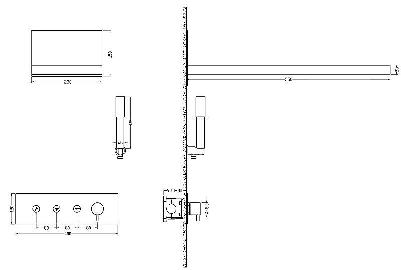 Душевая система скрытого монтажа Boheme Fusion Matt White Душевая система скрытого монтажа Boheme Fusion Matt White