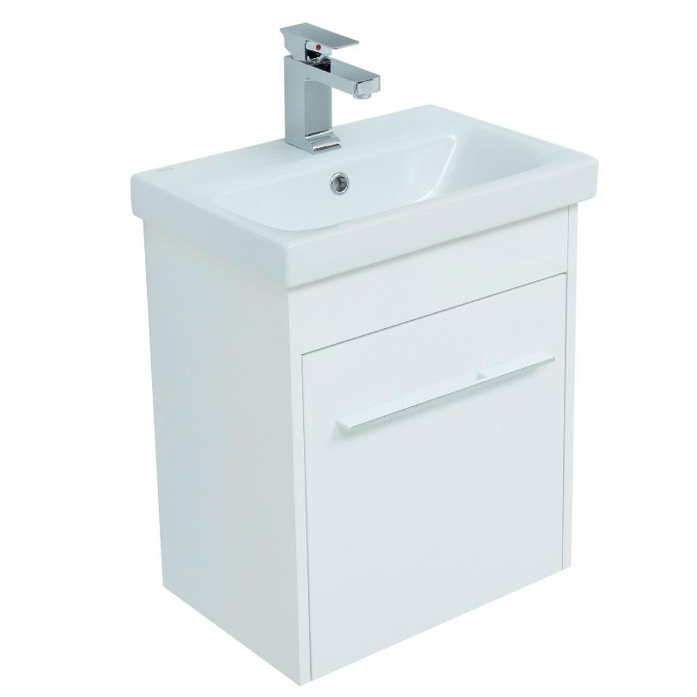 Тумба под раковину Aquanet Августа 50 (Moduo Slim) белый (ручки хром) Тумба под раковину Aquanet Августа 50 (Moduo Slim) белый (ручки хром)