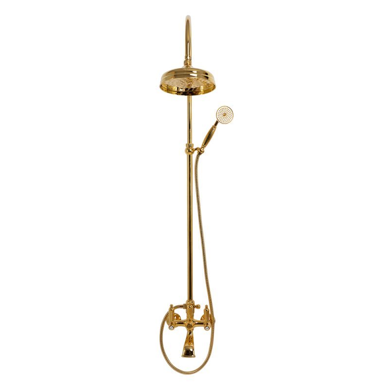 FIRST-CVD-03/24-M Душевая колонна со смесителем для ванны,верхнего и ручного душа,золото, ручки золото FIRST-CVD-03/24-M Душевая колонна со смесителем для ванны,верхнего и ручного душа,золото, ручки золото