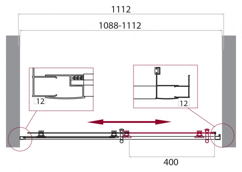 Душевая дверь в нишу BELBAGNO UNO-195-BF-1 Душевая дверь в нишу BELBAGNO UNO-195-BF-1