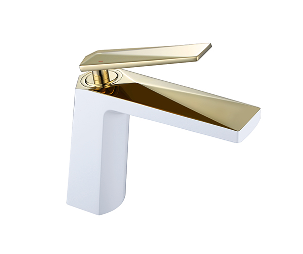 Смеситель для умывальника VENTURO белый + золото Смеситель для умывальника VENTURO белый + золото