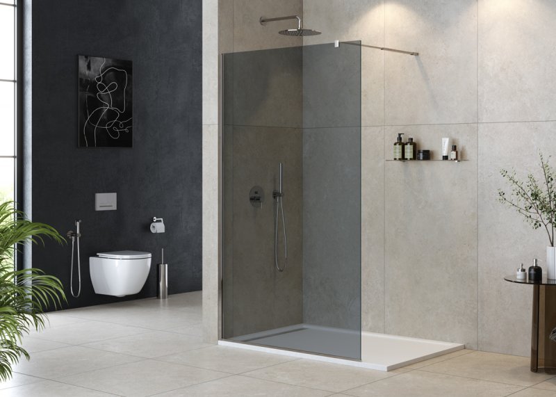 LIBERTA-L-1-25-GR-NERO Душевая перегородка, стекло графит, профиль чёрный, 246x1950 мм LIBERTA-L-1-25-GR-NERO Душевая перегородка, стекло графит, профиль чёрный, 246x1950 мм