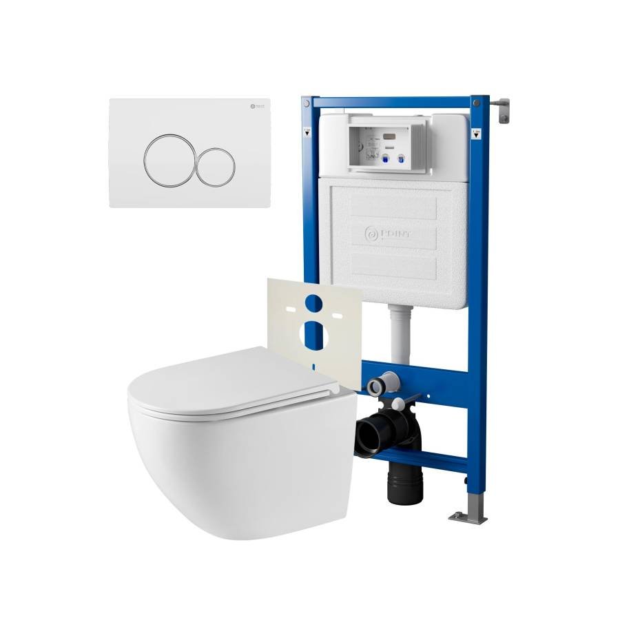 Сет: Система инсталляции Point Элемент для подвесного унитаза PN45120 + Клавиша смыва для инсталляции Point Виктория, белая/хром, PN44061WC + Унитаз подвесной Point Сатурн безободковый, белый, сиденье дюропласт микролифт быстросъемное PN41901 Сет: Система инсталляции Point Элемент для подвесного унитаза PN45120 + Клавиша смыва для инсталляции Point Виктория, белая/хром, PN44061WC + Унитаз подвесной Point Сатурн безободковый, белый, сиденье дюропласт микролифт быстросъемное PN41901