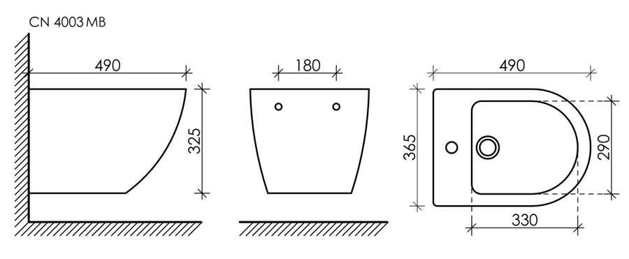 Биде подвесное Ceramica Nova Metropol CN4003MB, черное матовое Биде подвесное Ceramica Nova Metropol CN4003MB, черное матовое