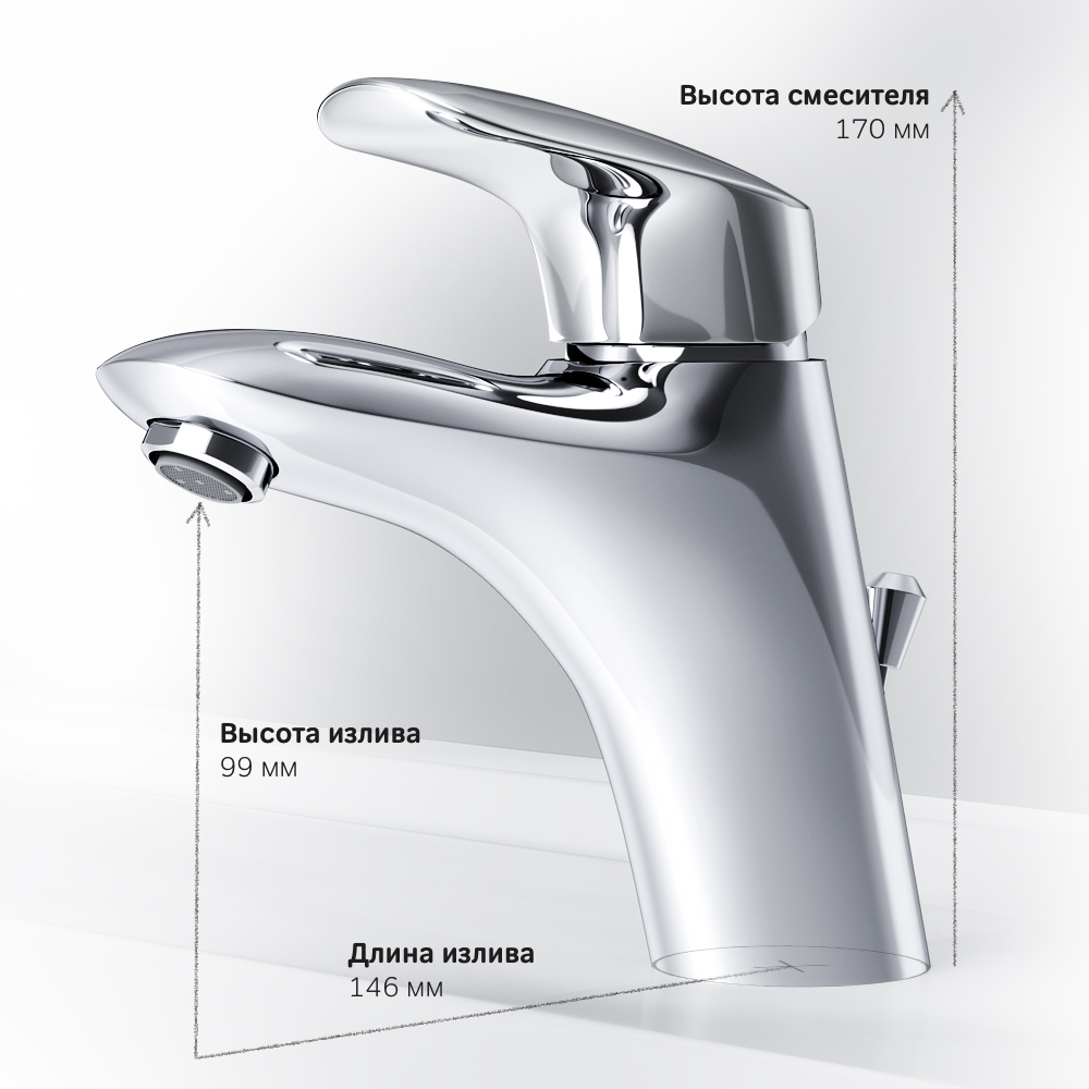 Смеситель Для раковины с донным клапаном F5382132 Bliss L Смеситель Для раковины с донным клапаном F5382132 Bliss L