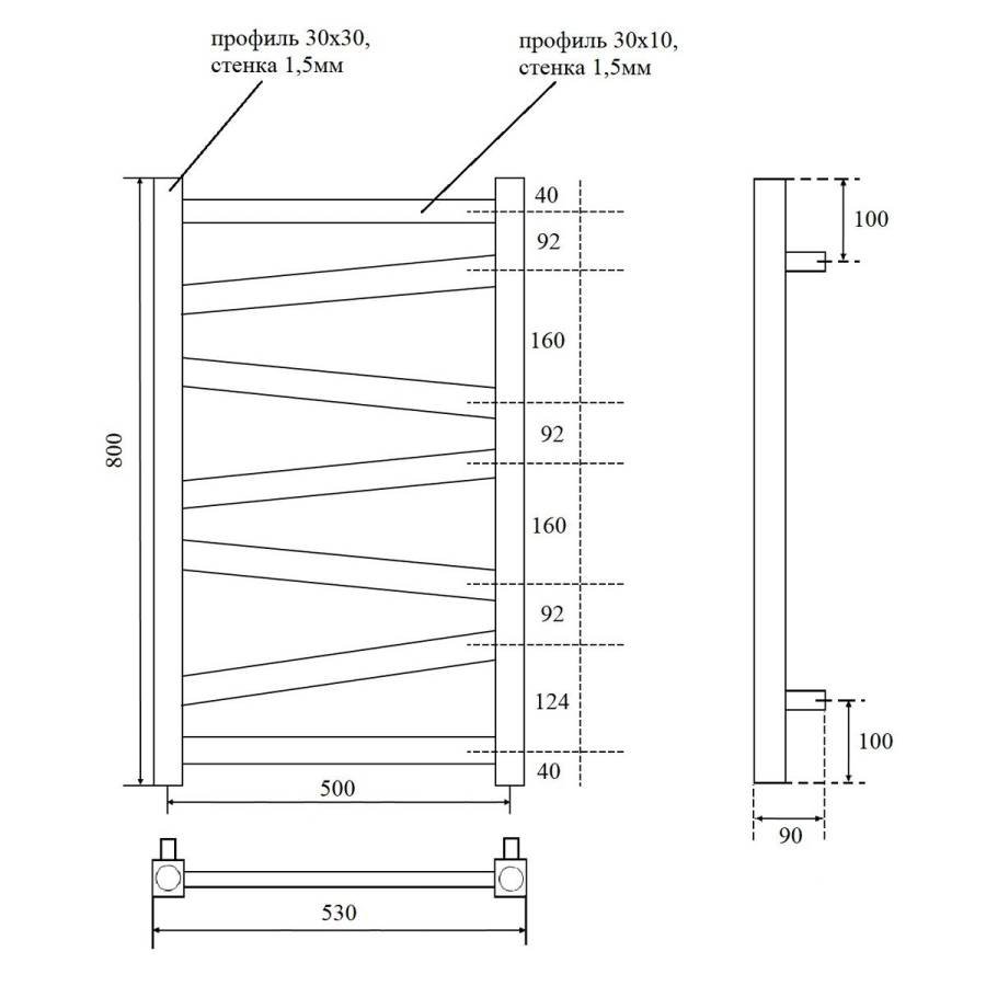 Полотенцесушитель электрический Point Феникс PN15158WE П7 500x800 левый/правый, белый Полотенцесушитель электрический Point Феникс PN15158WE П7 500x800 левый/правый, белый