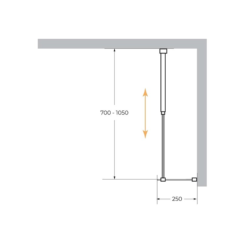 LIBERTA-L-1-25-GR-NERO Душевая перегородка, стекло графит, профиль чёрный, 246x1950 мм LIBERTA-L-1-25-GR-NERO Душевая перегородка, стекло графит, профиль чёрный, 246x1950 мм