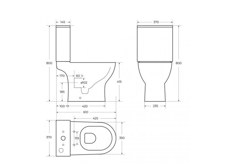 LOUNGE Чаша безободкового унитаза с сиденьем дюропласт soft close, P-trap, BB045CPR/SC LOUNGE Чаша безободкового унитаза с сиденьем дюропласт soft close, P-trap, BB045CPR/SC