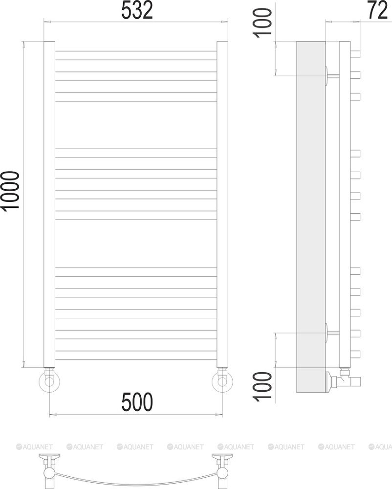 Полотенцесушитель Terminus Авиэль П12 500х1000 Полотенцесушитель Terminus Авиэль П12 500х1000
