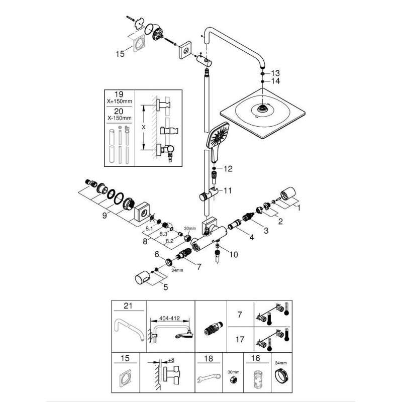 Душевая стойка Grohe Rainshower SmartActive 311 26649000, с термостатом Душевая стойка Grohe Rainshower SmartActive 311 26649000, с термостатом