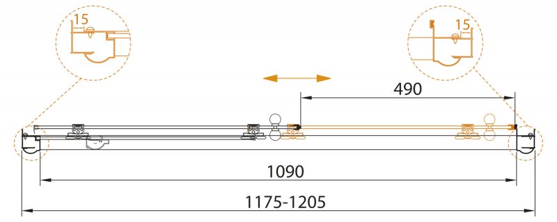 Душевая дверь GIUBILEO-BF-1-120-CP-Cr Условные размеры, мм:1200х1950 Габариты с диапазоном регулировок, мм:(1175-1205)х1950 Ширина входа, мм:490  Душевая дверь GIUBILEO-BF-1-120-CP-Cr Условные размеры, мм:1200х1950 Габариты с диапазоном регулировок, мм:(1175-1205)х1950 Ширина входа, мм:490