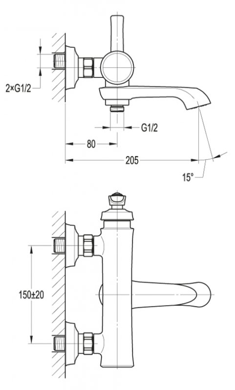 LIBERTY-F-VD-01 Смеситель для ванны и душа Цвет Хром  LIBERTY-F-VD-01 Смеситель для ванны и душа Цвет Хром