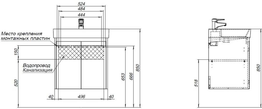 Тумба под раковину Aquanet Nova Lite 60 дуб рошелье (2 дверцы) Тумба под раковину Aquanet Nova Lite 60 дуб рошелье (2 дверцы)