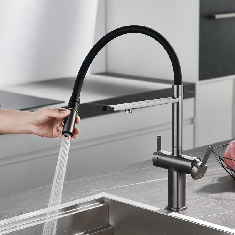 Смеситель для кухни с гибким изливом ROSE R358 R358T Смеситель для кухни с гибким изливом ROSE R358 R358T