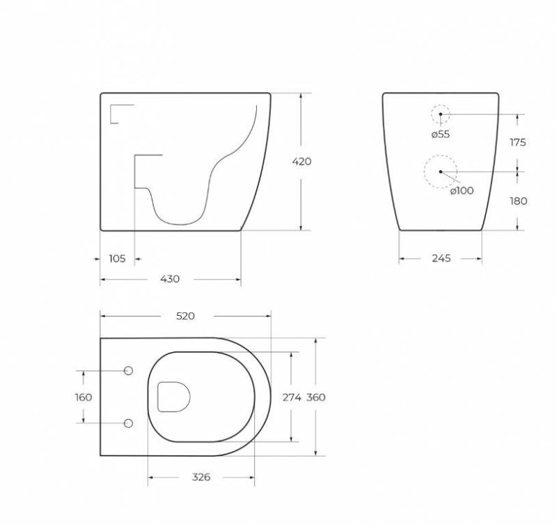 Чаша приставного унитаза BelBagno MARINO BB105CBR Чаша приставного унитаза BelBagno MARINO BB105CBR