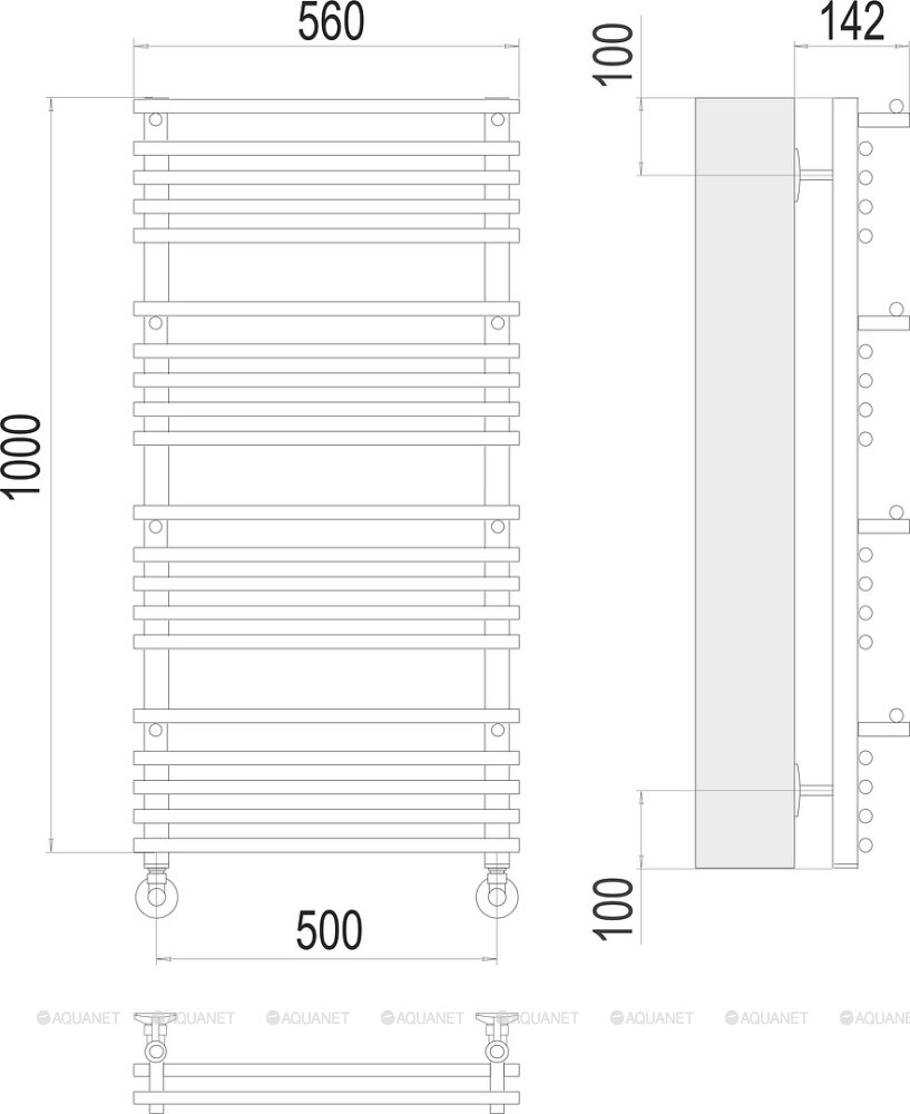 Полотенцесушитель Terminus Вента люкс П20 500х1000 Полотенцесушитель Terminus Вента люкс П20 500х1000