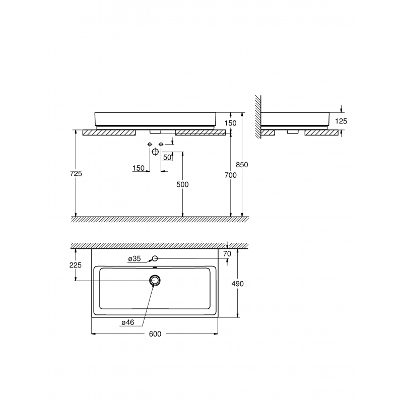 Раковина встраиваемая сверху, накладная, цвет: белый альпийский Раковина встраиваемая сверху, накладная, цвет: белый альпийский