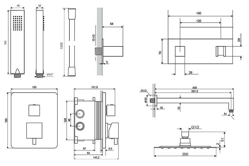 Термостатическая душевая система скрытого монтажа EXCELLENT Frost Quatro Termo AREX.4403CR (хром) Термостатическая душевая система скрытого монтажа EXCELLENT Frost Quatro Termo AREX.4403CR (хром)