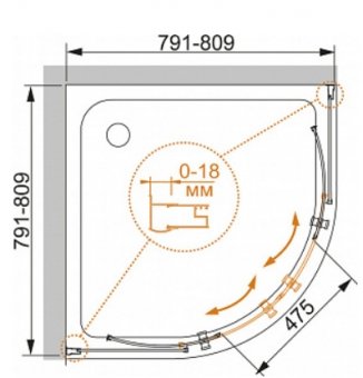 PRATICO-R-2-90-P-Cr душевой уголок