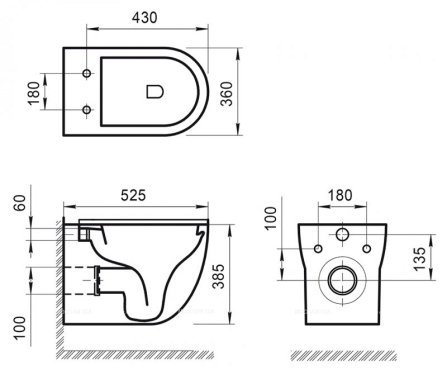 Чаша подвесного унитаза BelBagno ONDA BB066CHR Чаша подвесного унитаза BelBagno ONDA BB066CHR