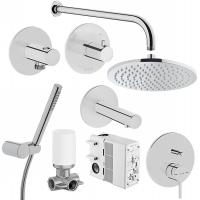 Набор встроенной душевой системы Origin на 3 направления, хром (верхняя лейка, излив, ручной душ, смеситель встроенный внешняя и внутренняя часть)