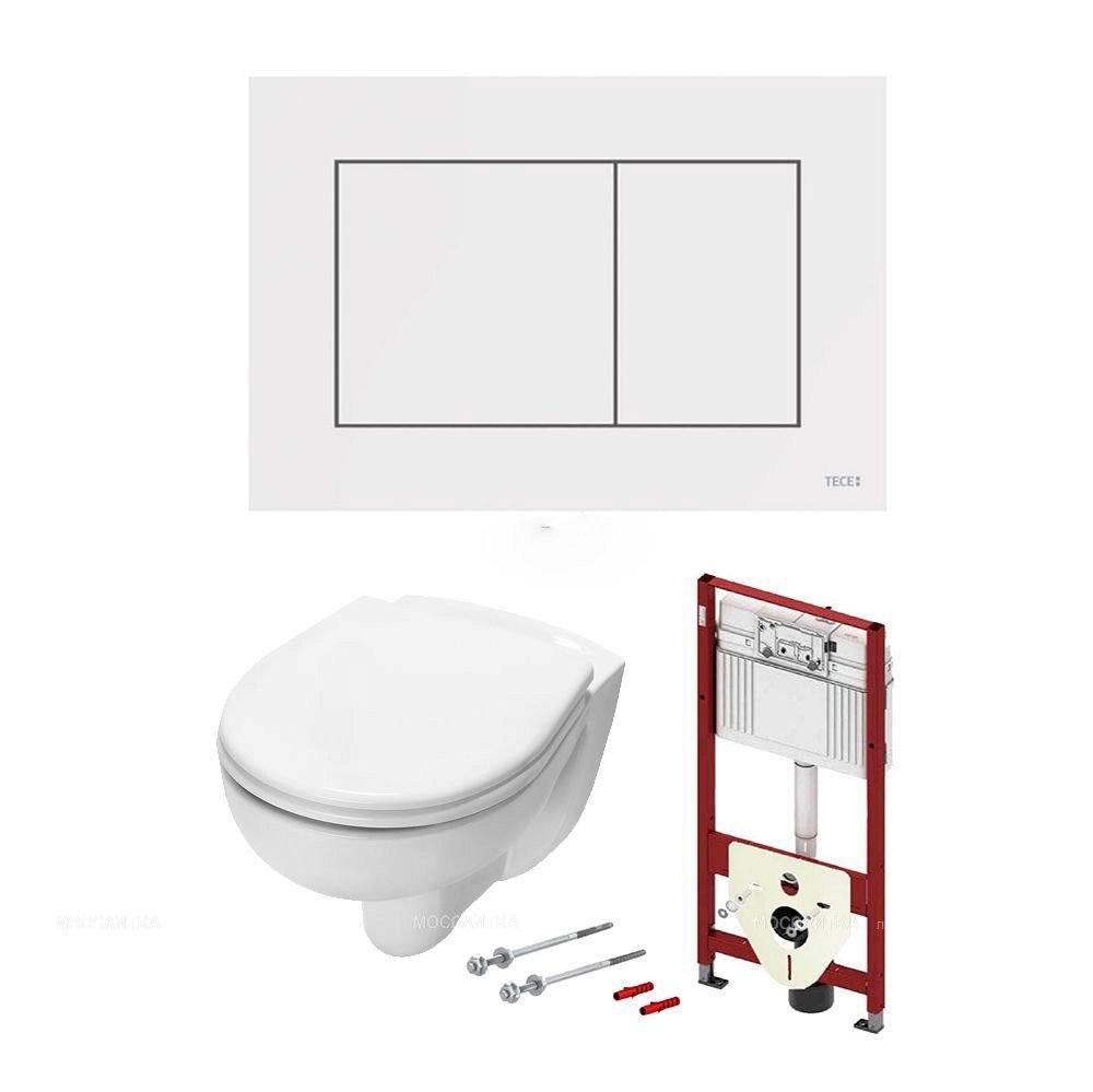 Комплект установки подвесного унитаза: модуль, панель TECEnow белая, унитаз TECE V04 Комплект установки подвесного унитаза: модуль, панель TECEnow белая, унитаз TECE V04