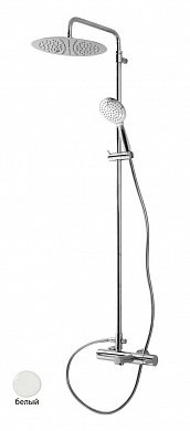 LEAF-CVDA-30-L-BIO Душевая стойка телескопическая, с изливом с верхним и ручным душем, верхний душ диаметр 230 мм АБС пластик, исполнение Белый матовый LEAF-CVDA-30-L-BIO Душевая стойка телескопическая, с изливом с верхним и ручным душем, верхний душ диаметр 230 мм АБС пластик, исполнение Белый матовый