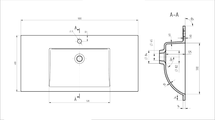 Раковина VCB-13100G из кварца, цвет серый Раковина VCB-13100G из кварца, цвет серый