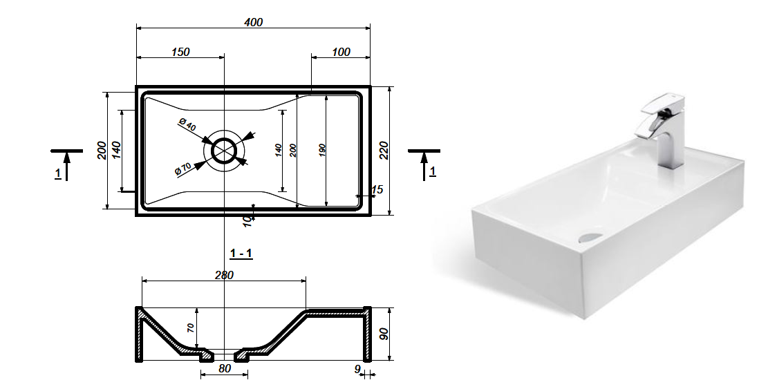 Раковина "Mini silk" 400х220 Раковина "Mini silk" 400х220