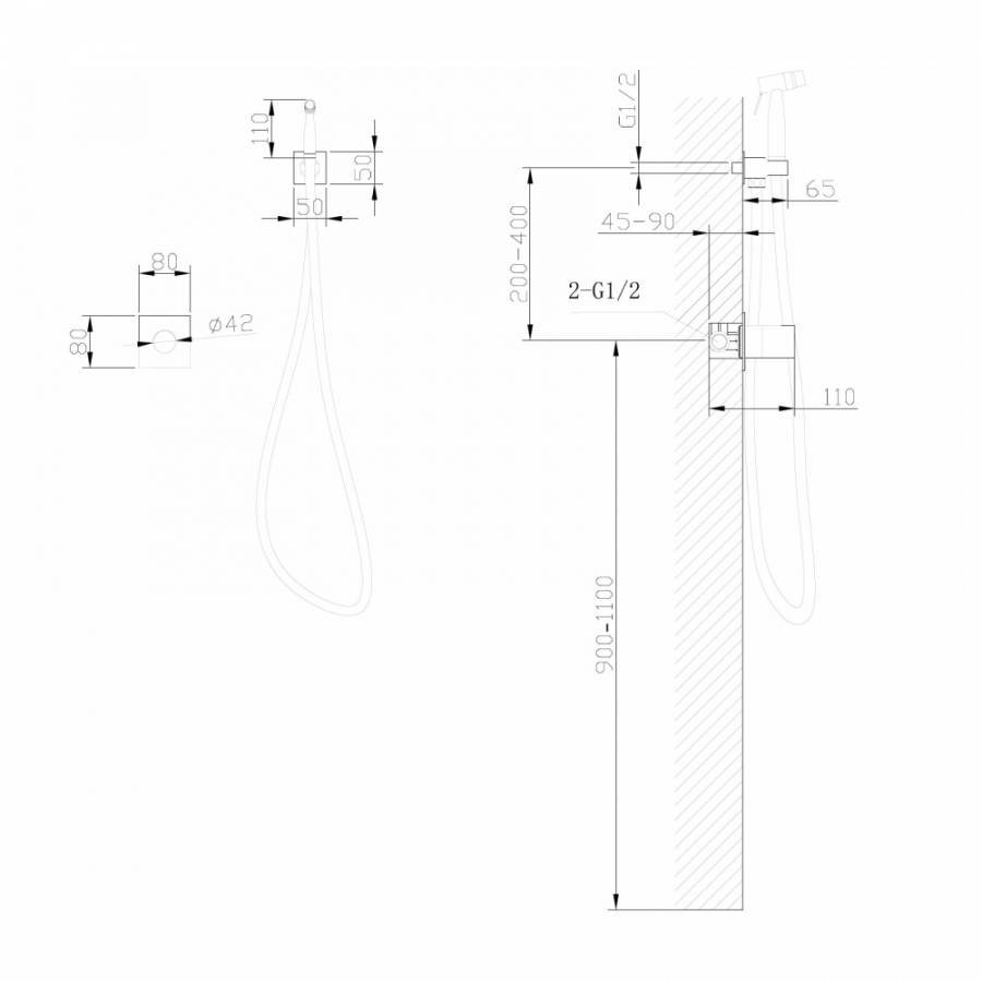 Смеситель ABBER Rund AF8725G с гигиеническим душем, золото матовое Смеситель ABBER Rund AF8725G с гигиеническим душем, золото матовое