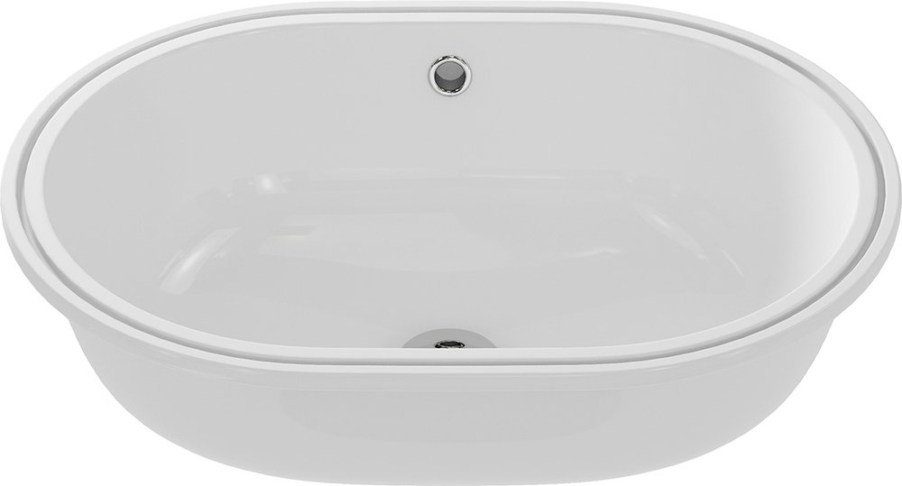 Овальная, встраиваемая снизу столешницы раковина CASPIA, размером 55 см.  Овальная, встраиваемая снизу столешницы раковина CASPIA, размером 55 см.