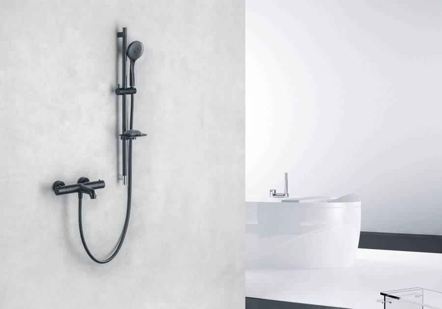 Термостатический смеситель для ванны AQUATEK, матовый черный AQ1043MB  Термостатический смеситель для ванны AQUATEK, матовый черный AQ1043MB