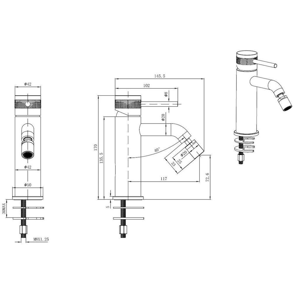 Смеситель для биде Allen Brau Priority 5.31A04-31 (с донным клапаном) черный матовый Смеситель для биде Allen Brau Priority 5.31A04-31 (с донным клапаном) черный матовый