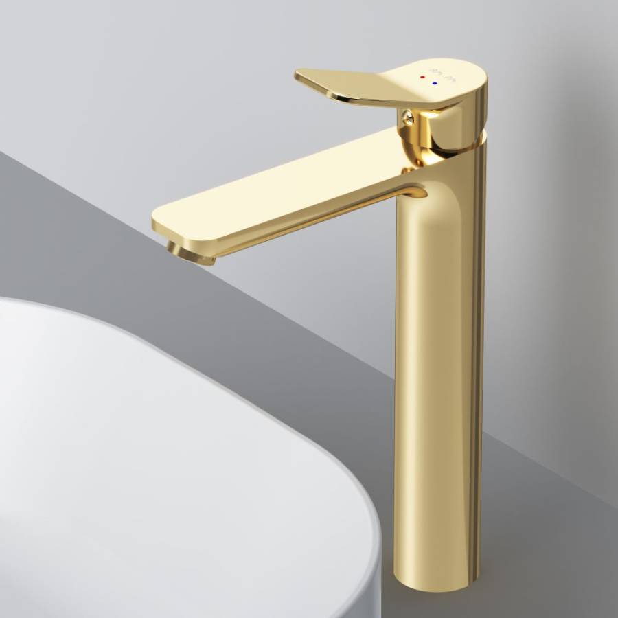 F85A92099 X-Joy, смеситель д/умывальника высокий, золото F85A92099 X-Joy, смеситель д/умывальника высокий, золото