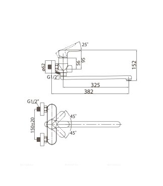 RENO Смеситель для ванны и душа с длинным изливом  REN-VDLM-CRM