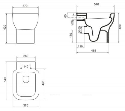 Чаша приставного унитаза  BelBagno VASO BB127CB Чаша приставного унитаза  BelBagno VASO BB127CB