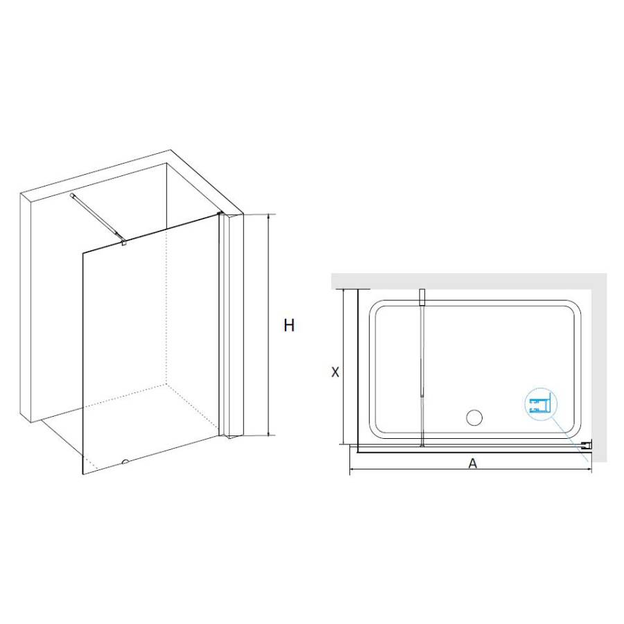 Душевая стенка RGW Walk In WA-02, 100 см, стекло шиншилла, профиль хром, 41100210-51 Душевая стенка RGW Walk In WA-02, 100 см, стекло шиншилла, профиль хром, 41100210-51