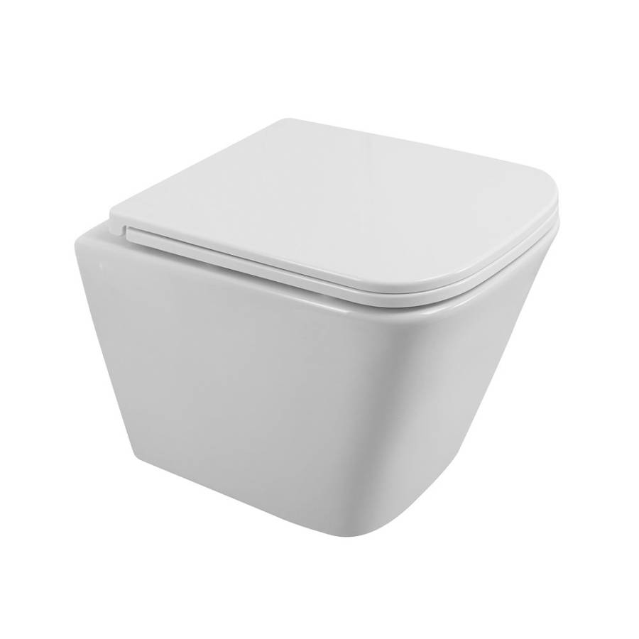 DUE Чаша унитаза подвесного c креплением и сиденьем дюропласт soft close BB3103CHR/SC DUE Чаша унитаза подвесного c креплением и сиденьем дюропласт soft close BB3103CHR/SC