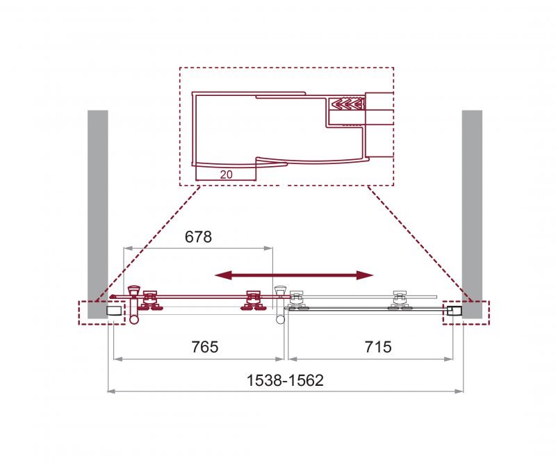 Душевая дверь в нишу BELBAGNO UNO-195-BF-1 Душевая дверь в нишу BELBAGNO UNO-195-BF-1