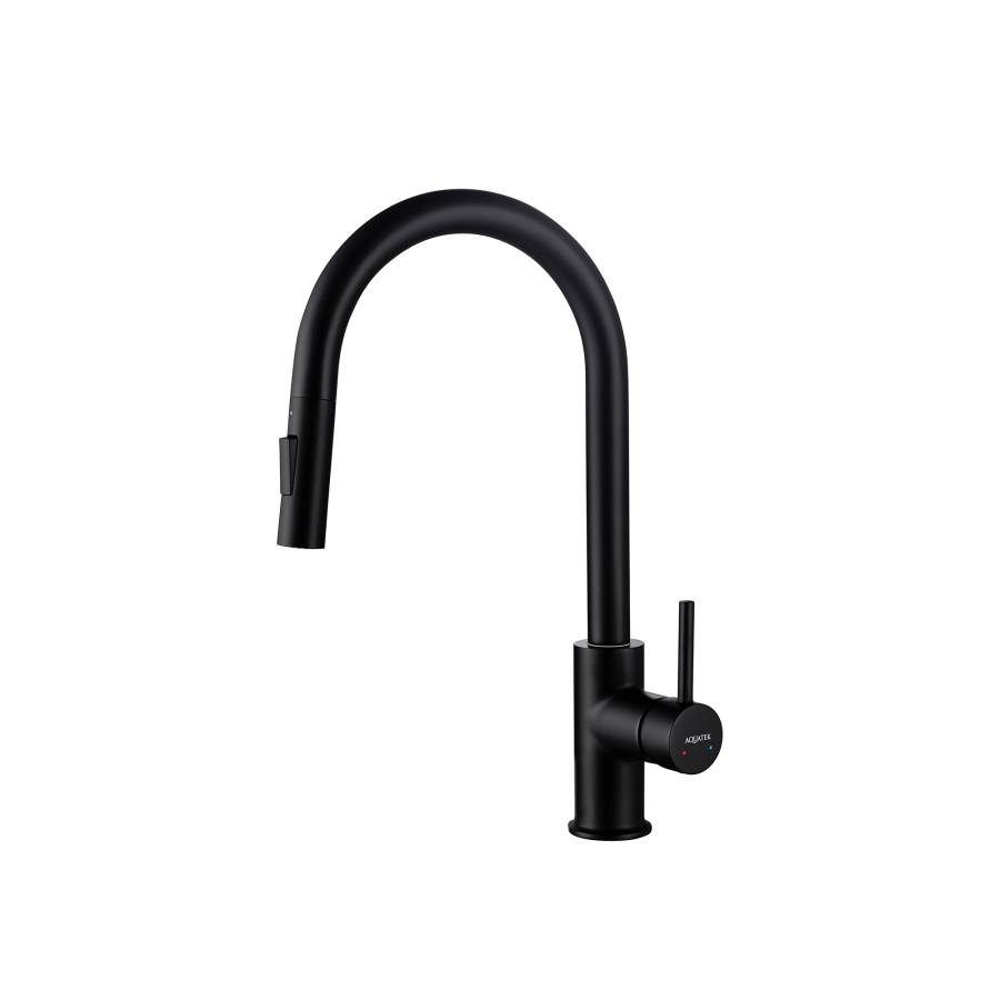 Смеситель для кухни с вытяжным изливом 2 jet AQUATEK, матовый черный AQ1384MB ЕВРОПА Смеситель для кухни с вытяжным изливом 2 jet AQUATEK, матовый черный AQ1384MB ЕВРОПА