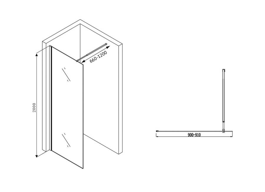 Душевая перегородка ABBER Immer Offen AG61090B Душевая перегородка ABBER Immer Offen AG61090B