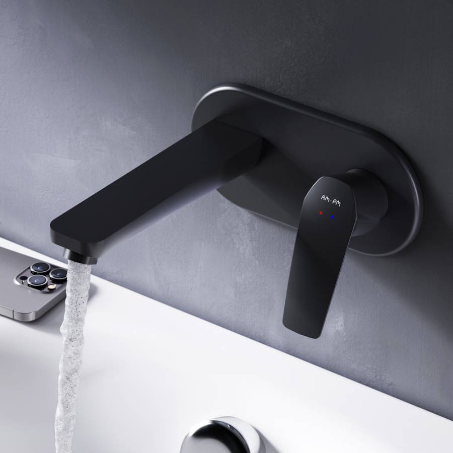 F90A72222 Gem, Смеситель д/умывальника, монтируемый в стену, чёрный, шт. F90A72222 Gem, Смеситель д/умывальника, монтируемый в стену, чёрный, шт.