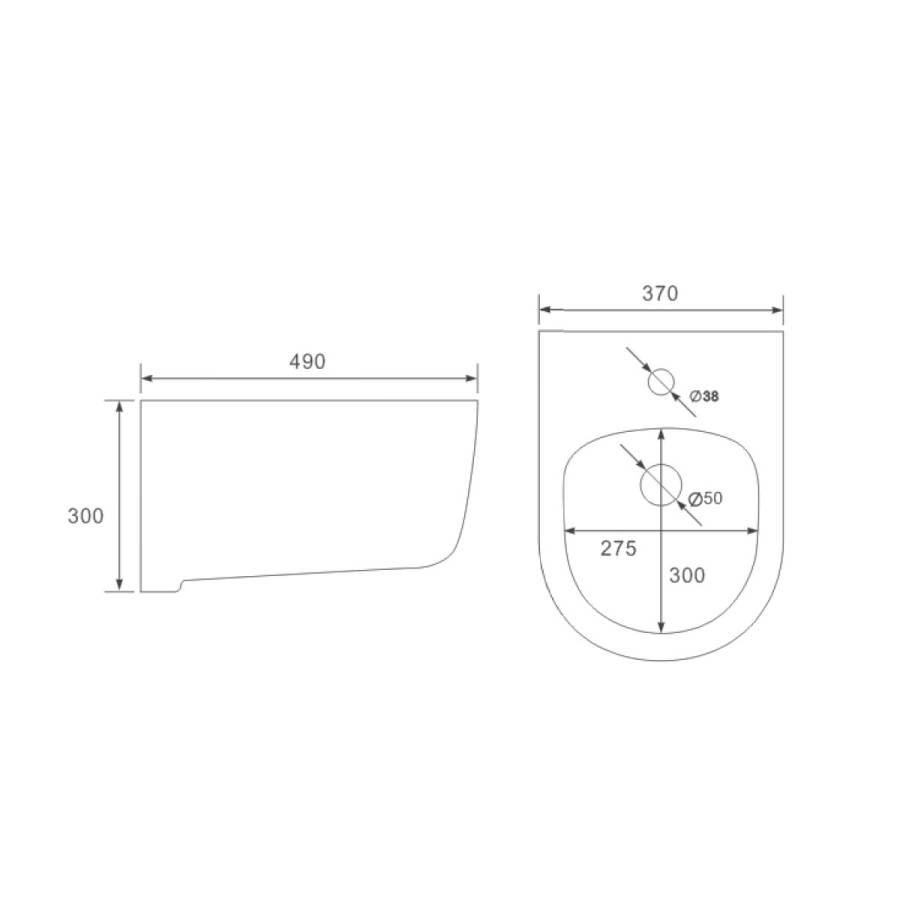 Биде подвесное VB1-34S, цвет белый Биде подвесное VB1-34S, цвет белый