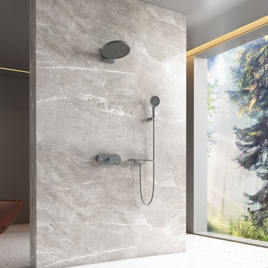 Душевой комплект Futura VSFW-2F12TGM термостатический встраиваемый, 3 режима, вороненая сталь Душевой комплект Futura VSFW-2F12TGM термостатический встраиваемый, 3 режима, вороненая сталь