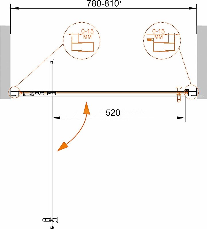 ECO-O-BA-1-80-C-Cr Душевая дверь ECO-O-BA-1-80-C-Cr Душевая дверь