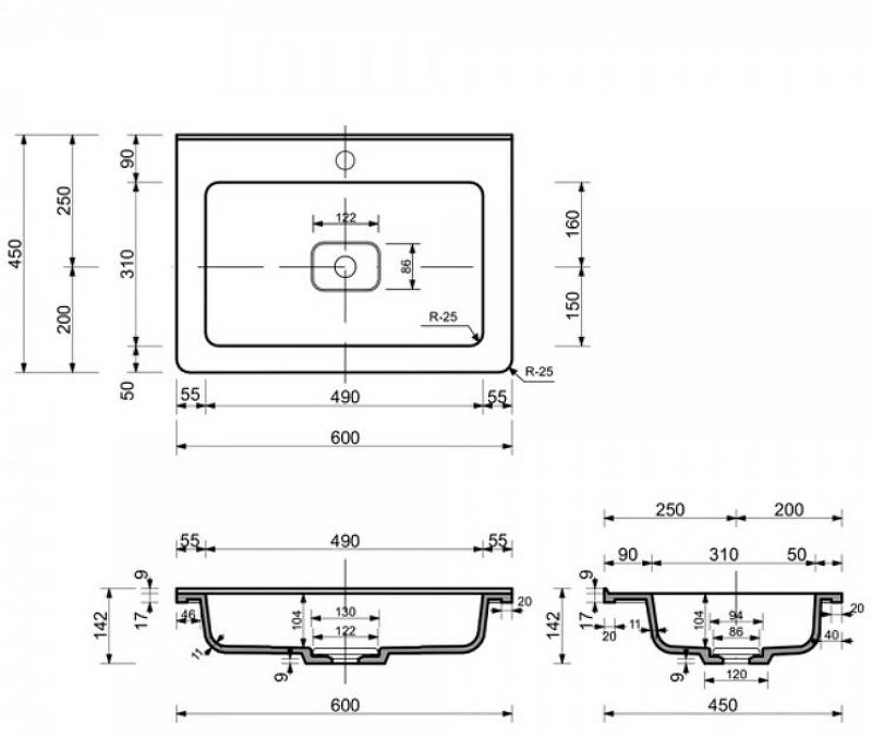 Раковина "Каре Люкс" 600х450 Раковина "Каре Люкс" 600х450
